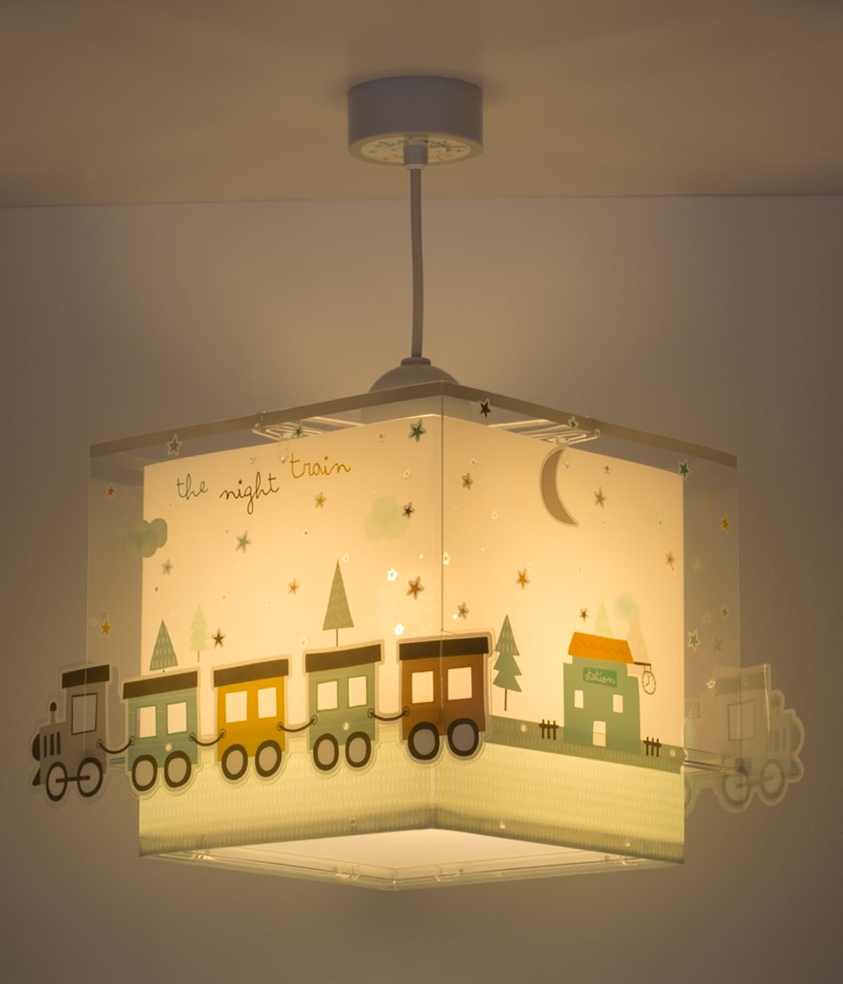 Lampada a sospensione per bambini Dalber The Night Train, Treno, multicolore, 63532M, E27, lampade per bambini, cameretta.