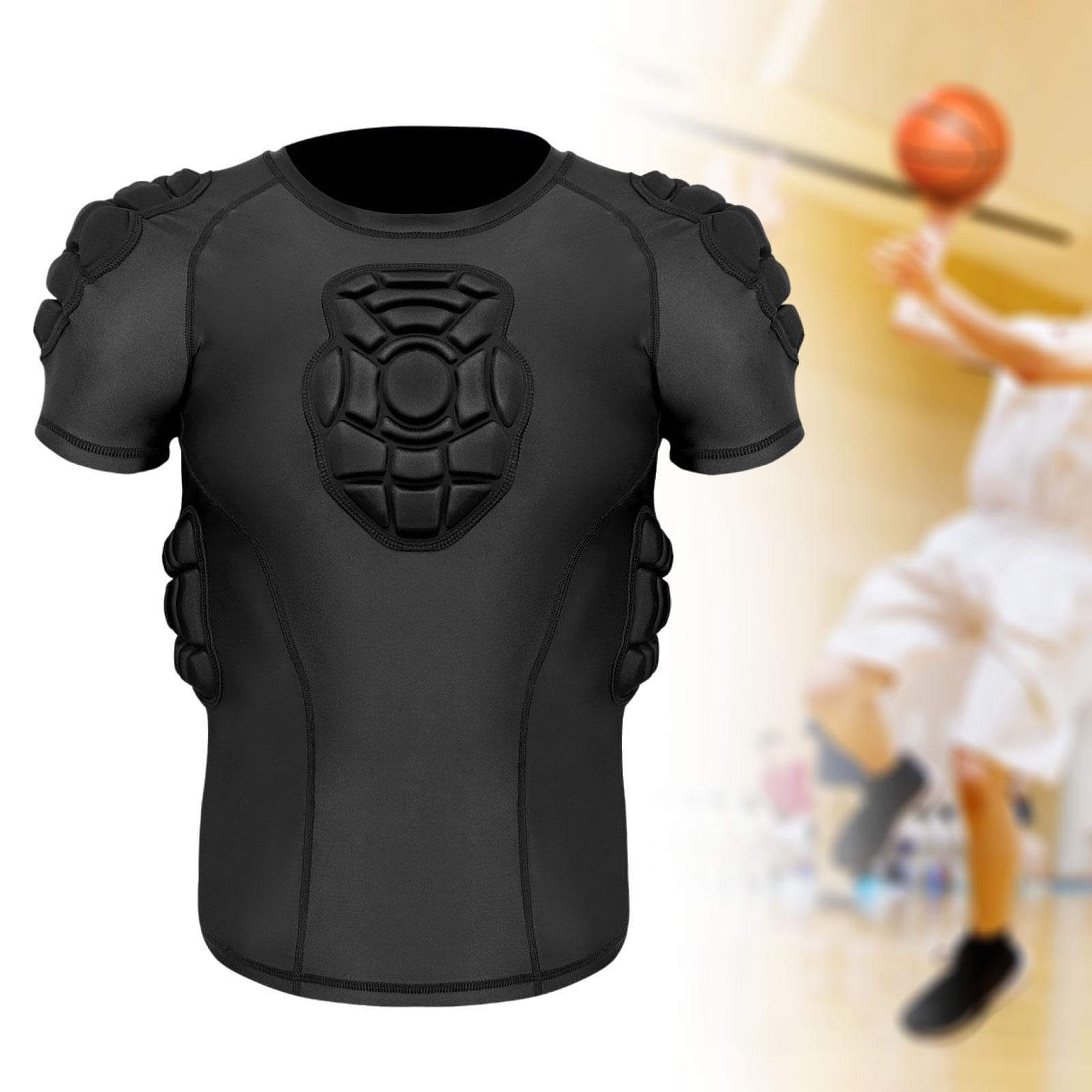Milageto T-Shirt de Protection rembourré pour Homme, Haut léger et Multifonction pour activités de Plein air, Rugby