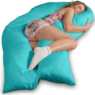 Traumreiter Seitenschläferkissen Jumbo XXL mit Bezug Baumwolle Türkis I Extra hohes und langes orthopädisches Komfortkissen. Schwangerschaftskissen zum Schlafen Stillkissen Kissen. Body Pillow