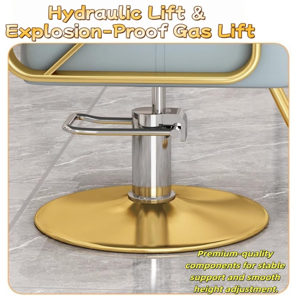 Hydrauliczny fotel salonowy - regulowana wysokość, stabilna podstawa | Obrót 360°, skóra ekologiczna łatwa do czyszczenia, maksymalne obciążenie 150 kg, wyposażenie salonu dla fryzjera