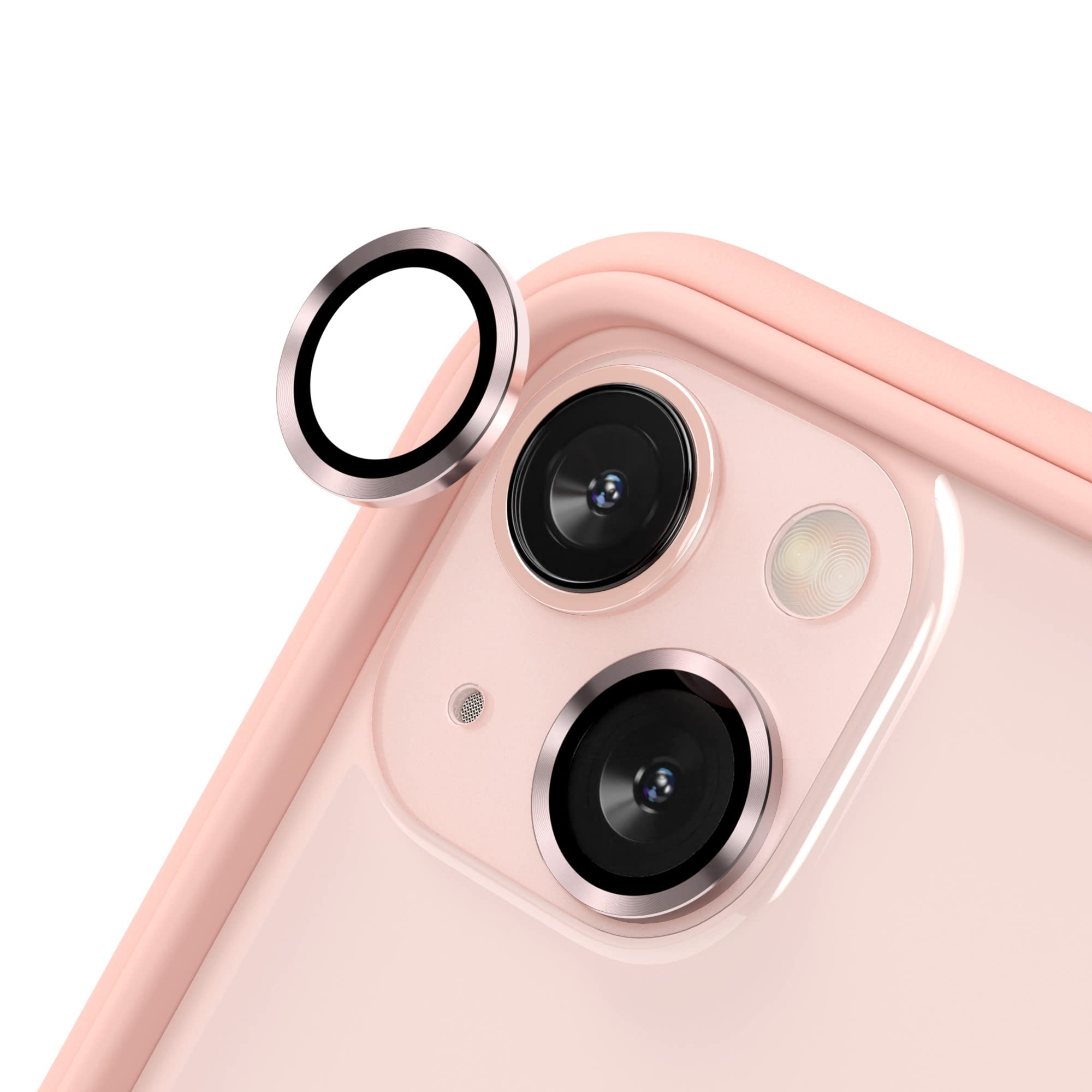 RhinoShieldCamera Lens Protector Compatible with [iPhone 13/13 mini] | Impact Protection - High Clarity and Scratch/Fingerprint Resistant 9H Tempered Glass with Aluminum Trim - Pink