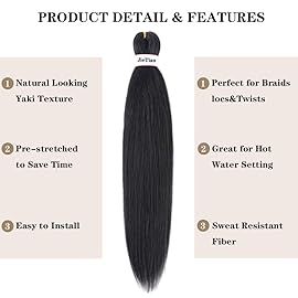 Liang Dian Pre Stretched Braiding Hair Ombre 16 Inch 8 Packs Synthetic Crochet Braids Hot Water Setting Professional Soft Yaki Texture Synthetic Hair Extensions(16 Inch 1B)