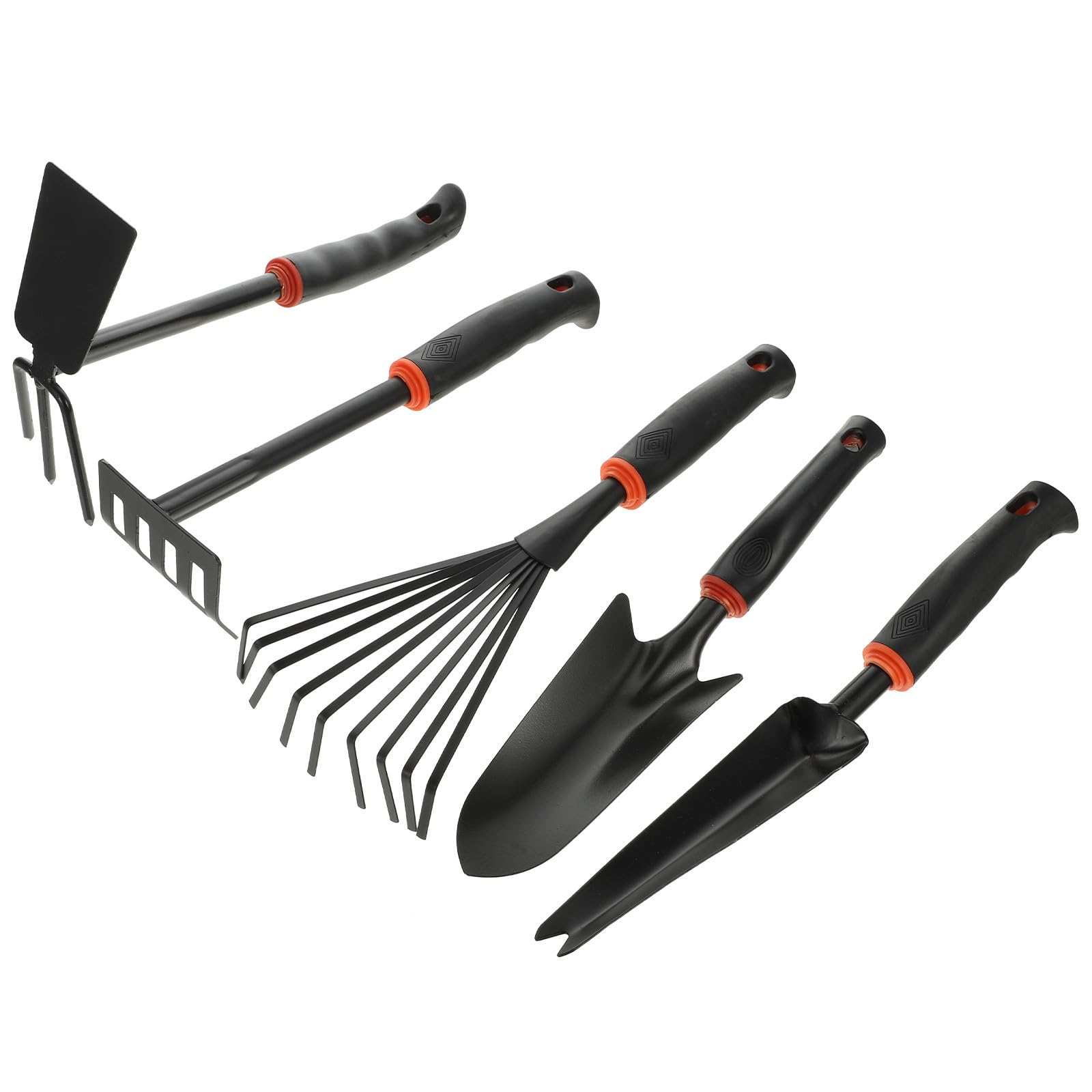 HOMSFOU 5 Piezas Pala de Jardinería Mango de Madera Herramienta para Excavar Suelo en Jardinería Hierro y Vinilo Negro y Floristerías