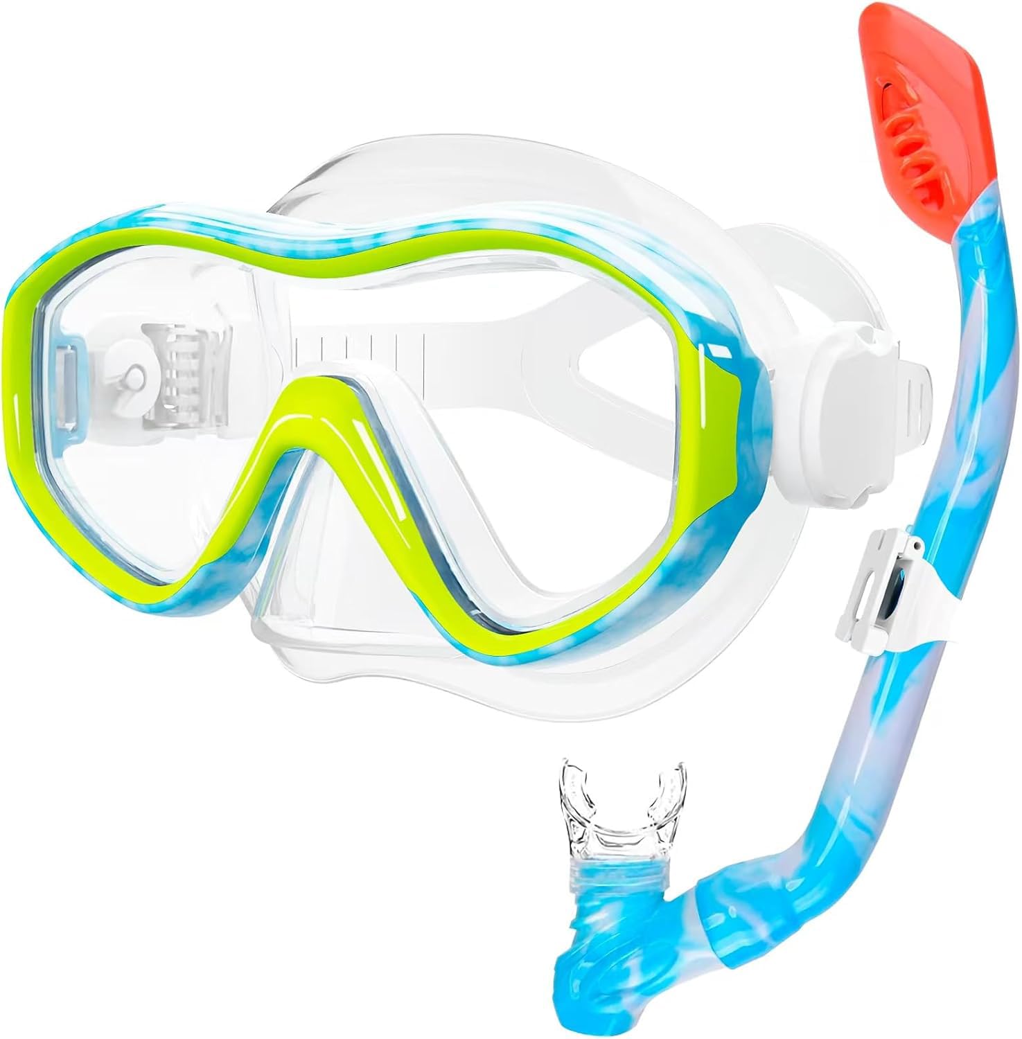 GoseWave Schnorchelausrüstung für Kinder, Kinder Schnorchelset für Alter 5-15, Anti-Beschlag-Tauchmaske und Dry Top Schnorchel-Set, Unisex-Schwimmbrille mit Nasenabdeckung