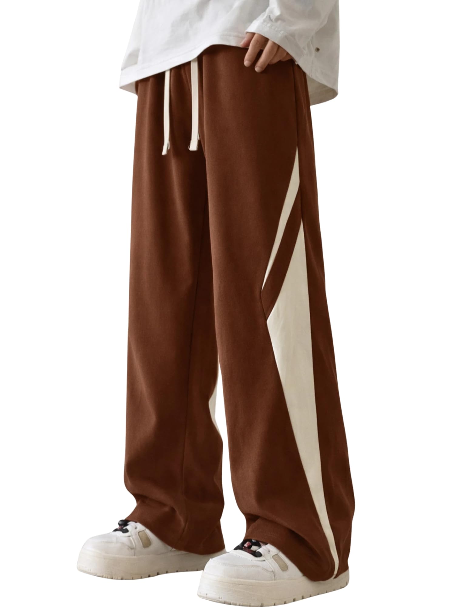 maniac Mens Colorblock Brown and Biscuit Baggy Fit Cotton Trackpant-picture-18