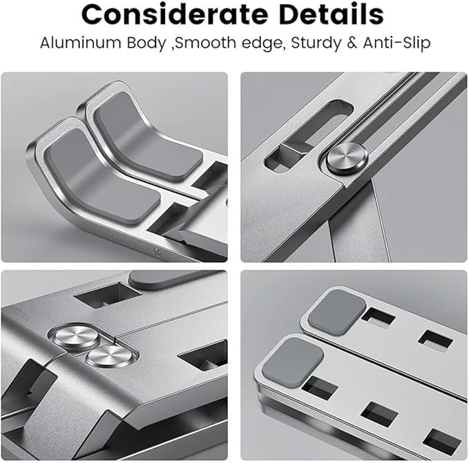 Soporte para laptop ajustable de aluminio plateado 10-15.6" miniatura 3