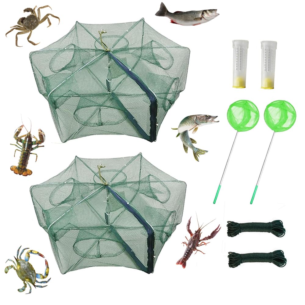 1/2 Pcs Fishing Bait Trap Foldable Crab Crayfish Fish Minnow Crawdad Shrimp Net Cast Portable