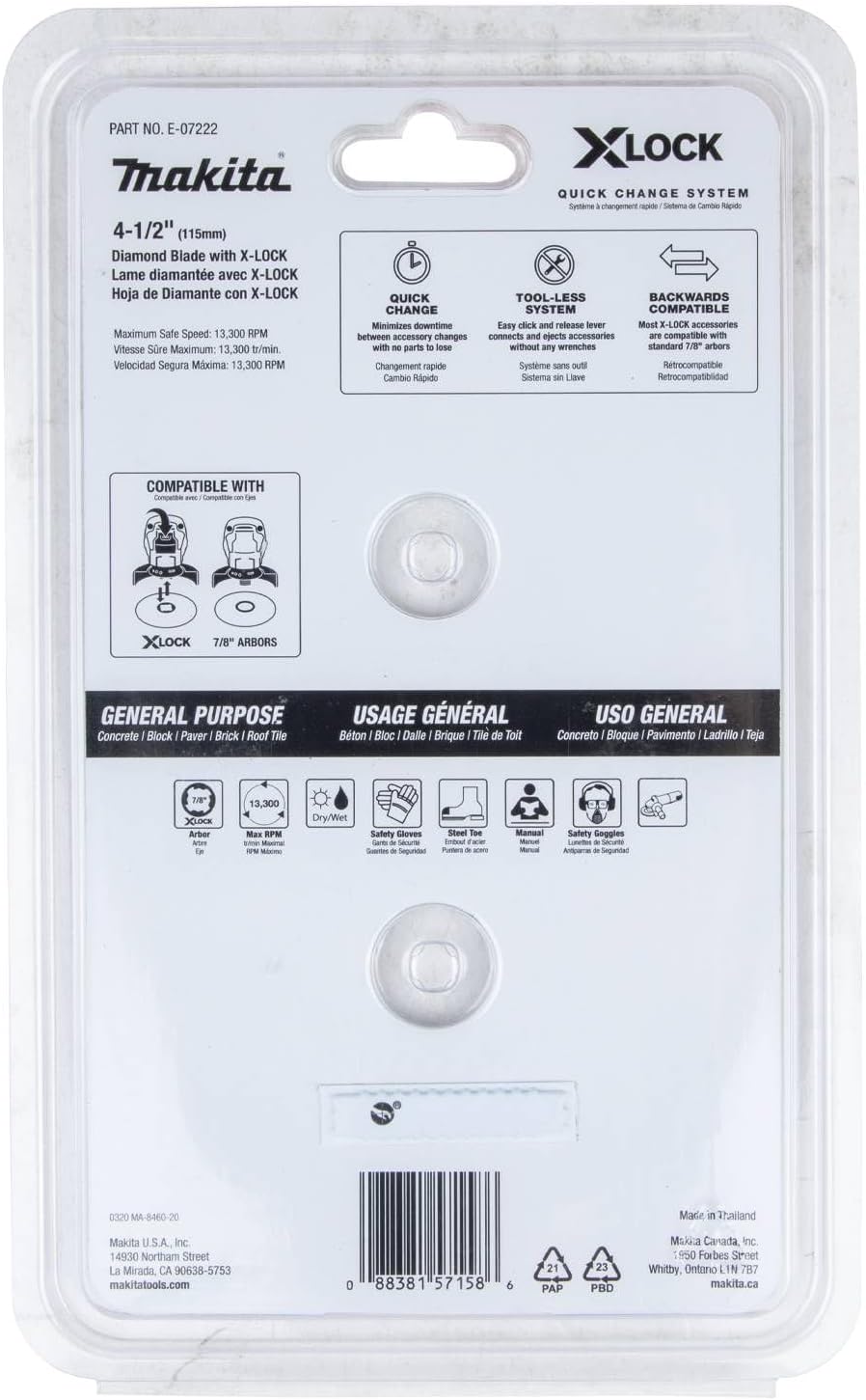 Makita E-07222 X-Lock 4-1/2" Turbo Rim Diamond Blade for Masonry Cutting, 2/pk - Image 8