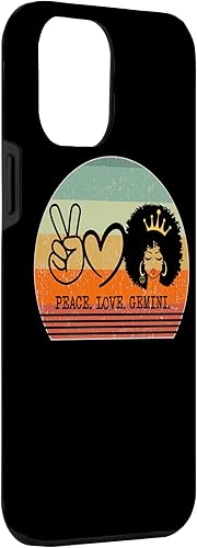 Miniatura 3 de iPhone 13 Pro Max Peace Love Gemini Queen Zodiac Afro Hair Crown Funda de cumpleaños