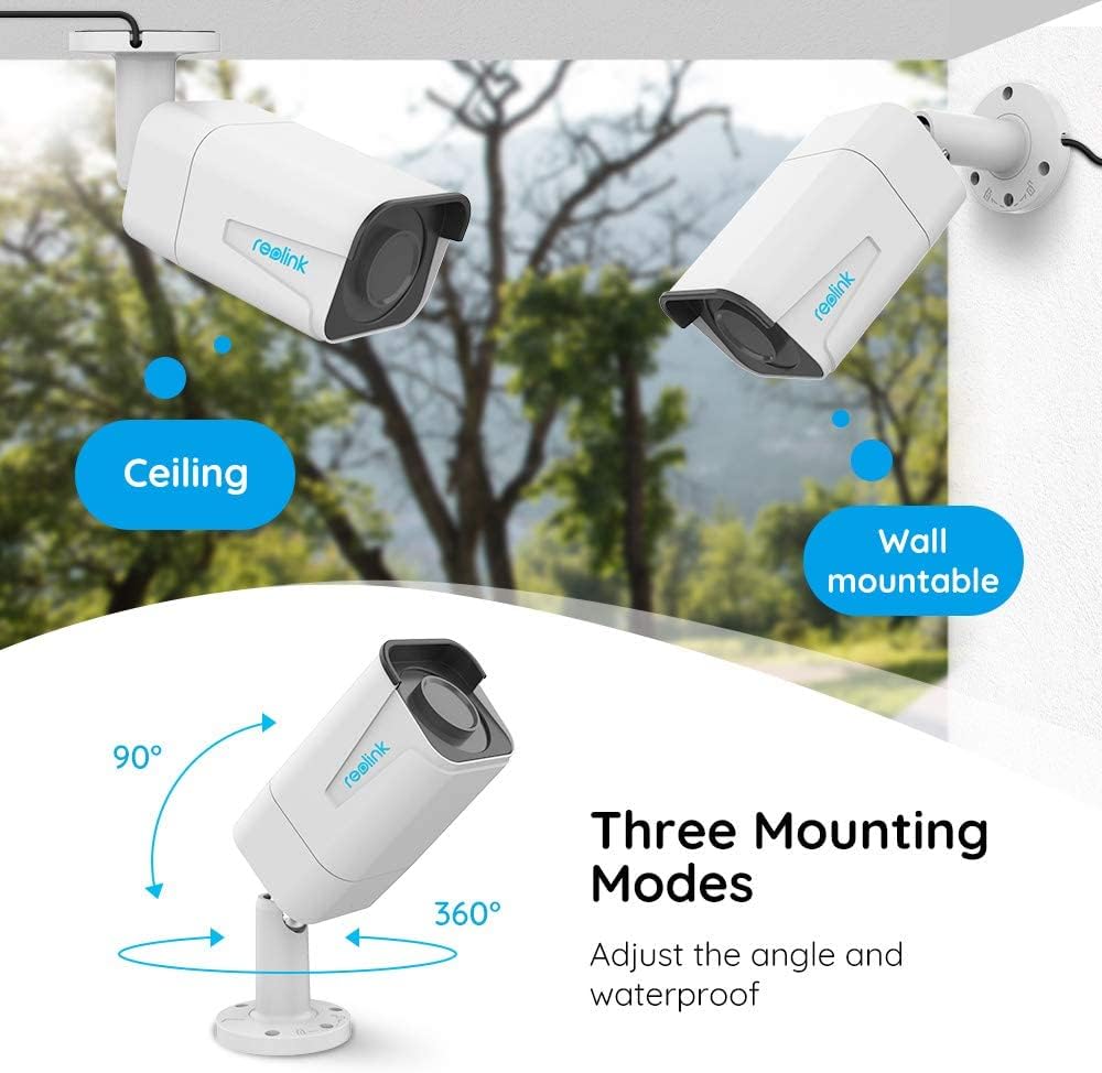 REOLINK PoE Security Camera 5MP Super HD with 4X Optical Zoom Autofocus, Built-in SD Card Slot, IP66 Waterproof Bullet Outdoor Indoor CCTV Camera with IR Night Vision, RLC-511
