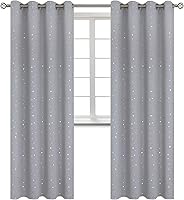 Vista 83 de BGment - Cortinas opacas para dormitorio infantil, con ojales, con aislamiento térmico, estampado de estrellas plateadas, para oscurecer
