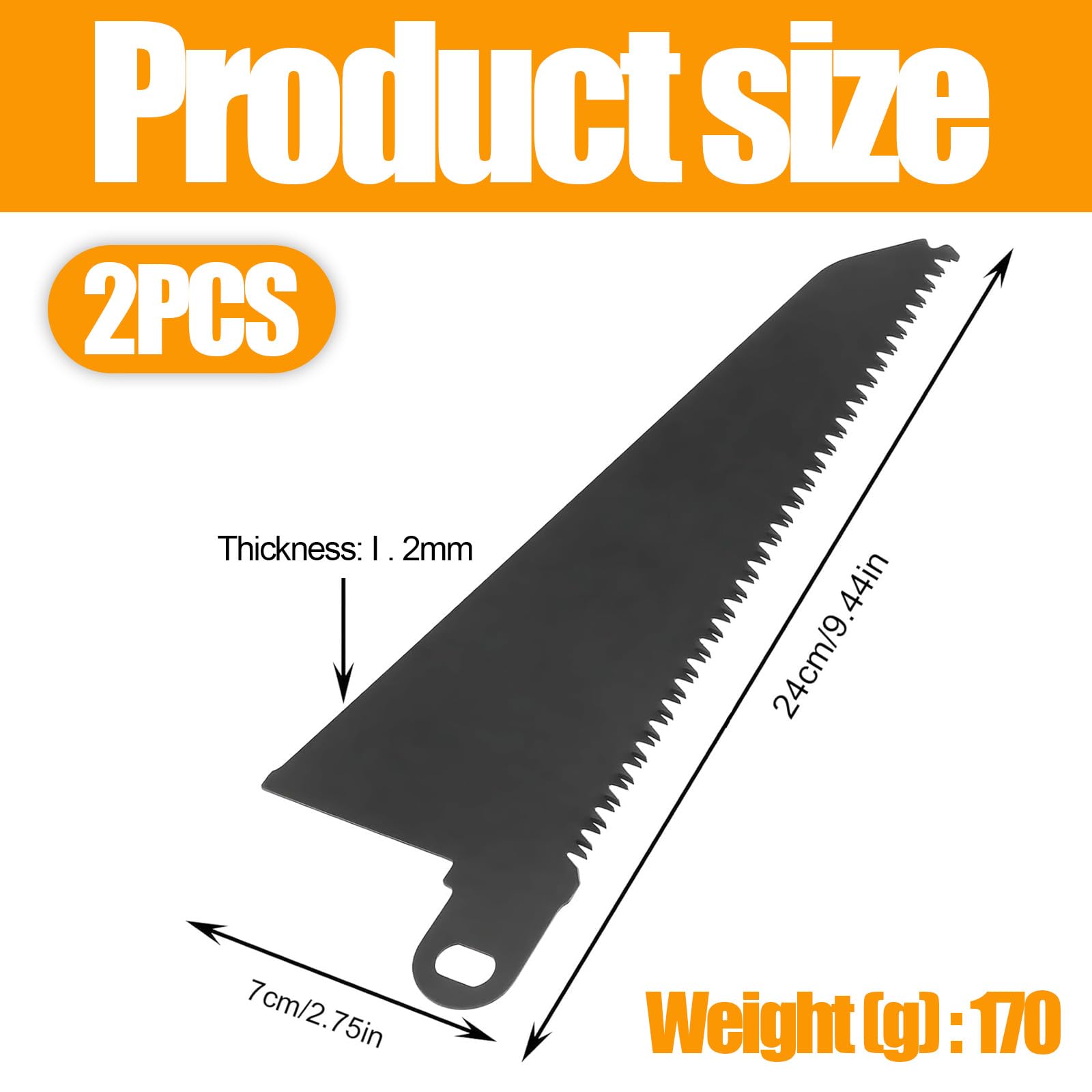 2PCS Reciprocating Saw Blades for Black & Decker, 240mm Scorpion Saw Blades for Cutting Wood Plastic, Compatible with KS890 KS890E FKS890E KS890EK KS890GT KS880 - Image 2