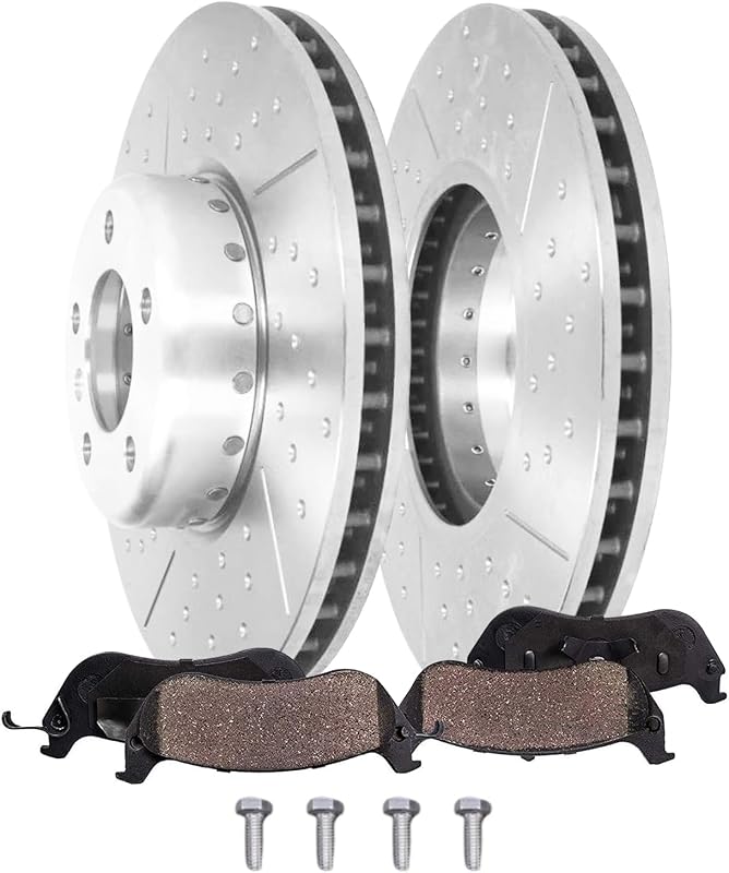 Kit de freios dianteiros Detroit Axle com discos perfurados e pastilhas cerâmicas para BMW e Toyota GR Supra – 4 peças