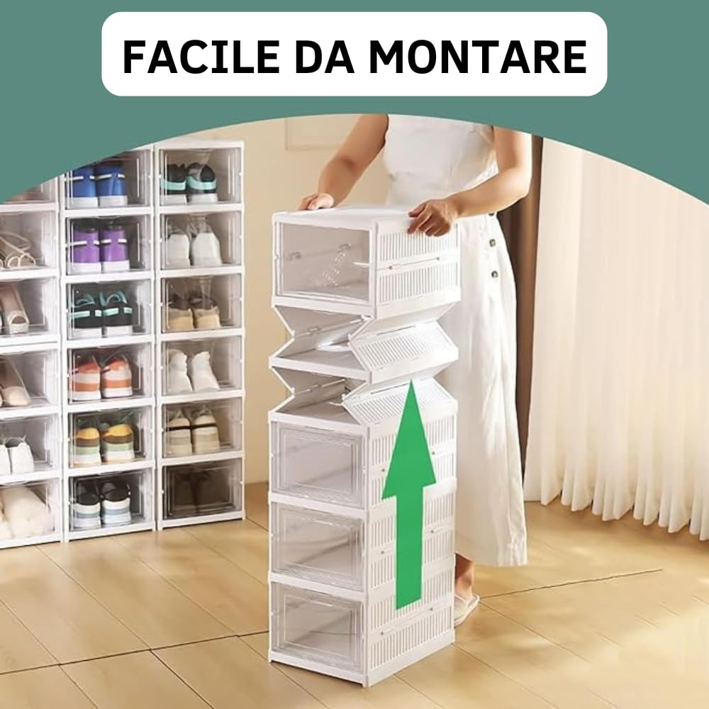 Generico Scarpiera Salvaspazio Pieghevole 6 Ripiani Portascarpe Organizer Scarpe contenitori FACILE DA MONTARE