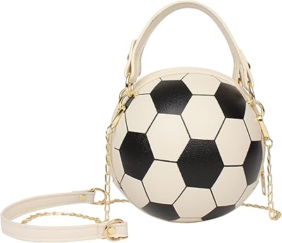 LABANCA Women Girls PU Leather Basketball Shaped Shoulder Bag Round Crossbody Bag Tote Purse, Soccer