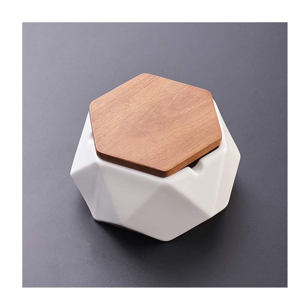 Ceramiczna Popielniczka Biurkowa Z Pokrywką, Sześciokątna, Geometryczna Taca, Ozdobne Pudełka Do Przechowywania, Stojak, Biurko, Osobowość, Zielony, Czarny