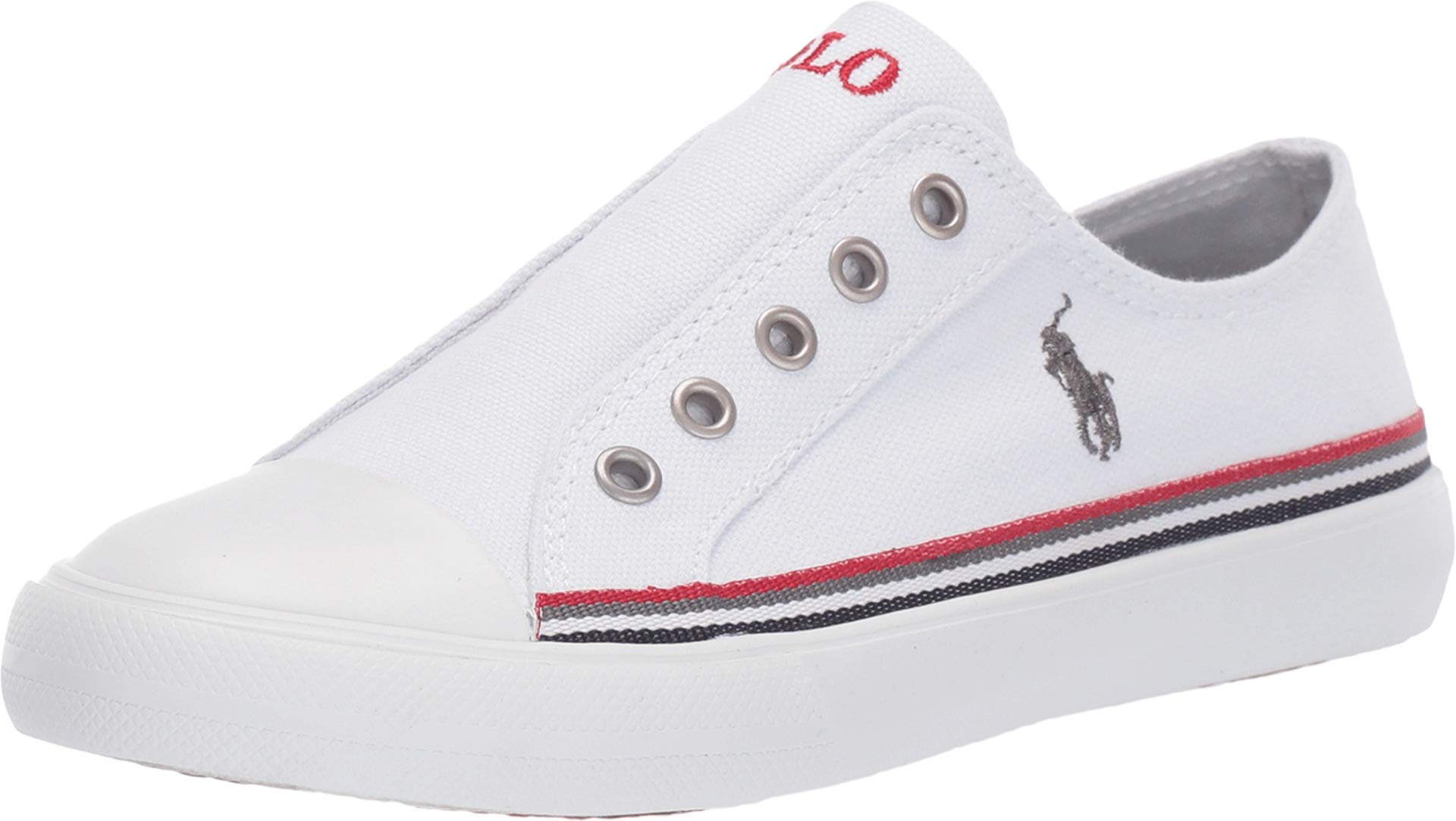 Polo Ralph Lauren Kids Rallye (Little Kid) White Canvas/Grey Pony 12 Little Kid