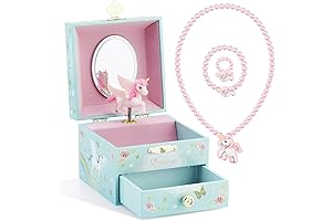 RR ROUND RICH DESIGN Kids Musical Jewelry Organizer with Drawer for Girls...