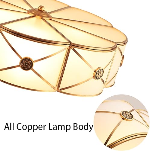 Miniatura 5 de Lámpara de techo redonda semiempotrada de 4 luces, lámpara de techo empotrada de cristal dorado, lámpara de techo moderna de 18.1 pulgadas, lámpara