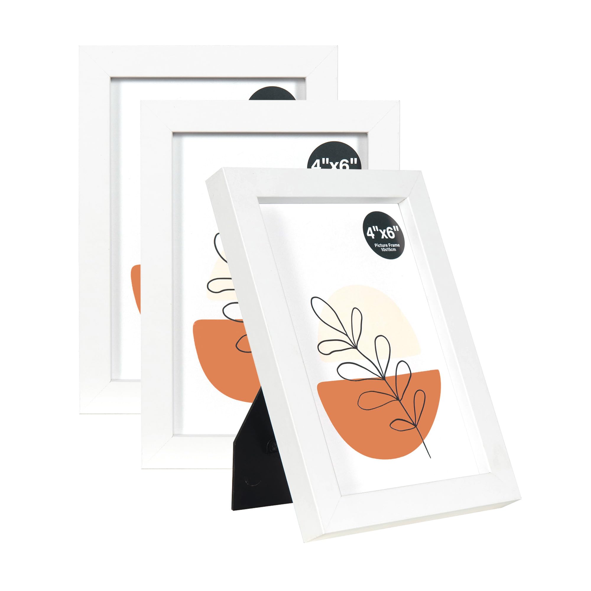 KAIWIN White 6x4 Inch Picture Frames Set of 3, with Acrylic Glass for Table Top Display and Wall Mounting Photo Frame