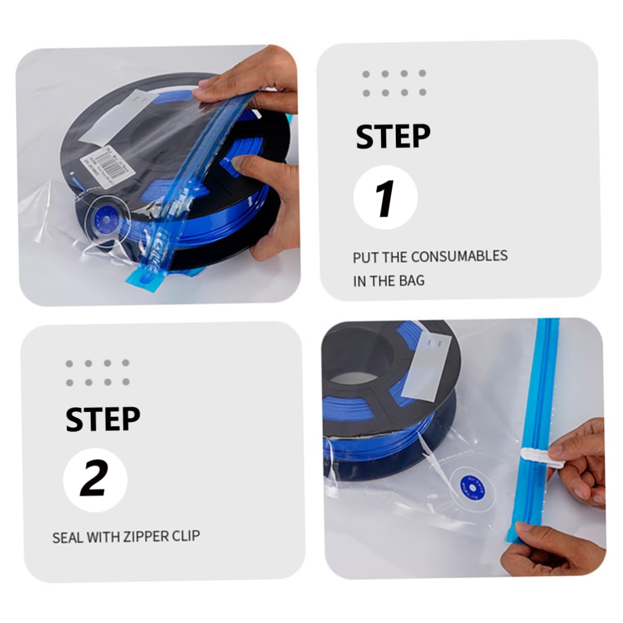 3 Juegos de Bolsas para el Polvo, Bolsa de consumibles para Impresora 3D, Bolsas selladoras de Espacio, Bolsas selladoras al vacío, Bolsas de vacío de Viaje para Ropa, Bolsas de c