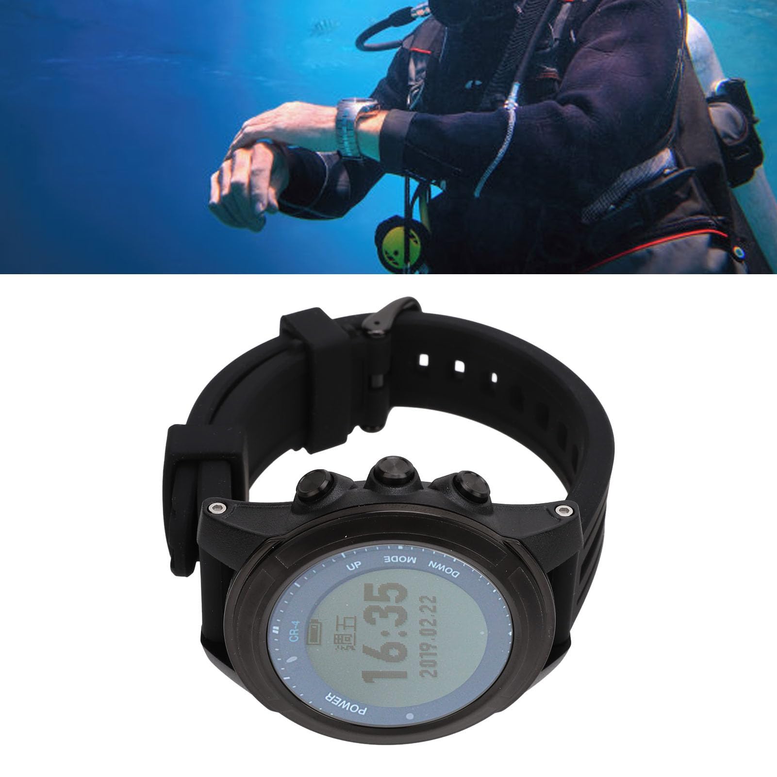Tauchcomputer, Multifunktional, Wasserdicht, 100 M, Taucheruhr, Stilvolles Design für Männer Zum Tauchen und Freitauchen, Schwarz