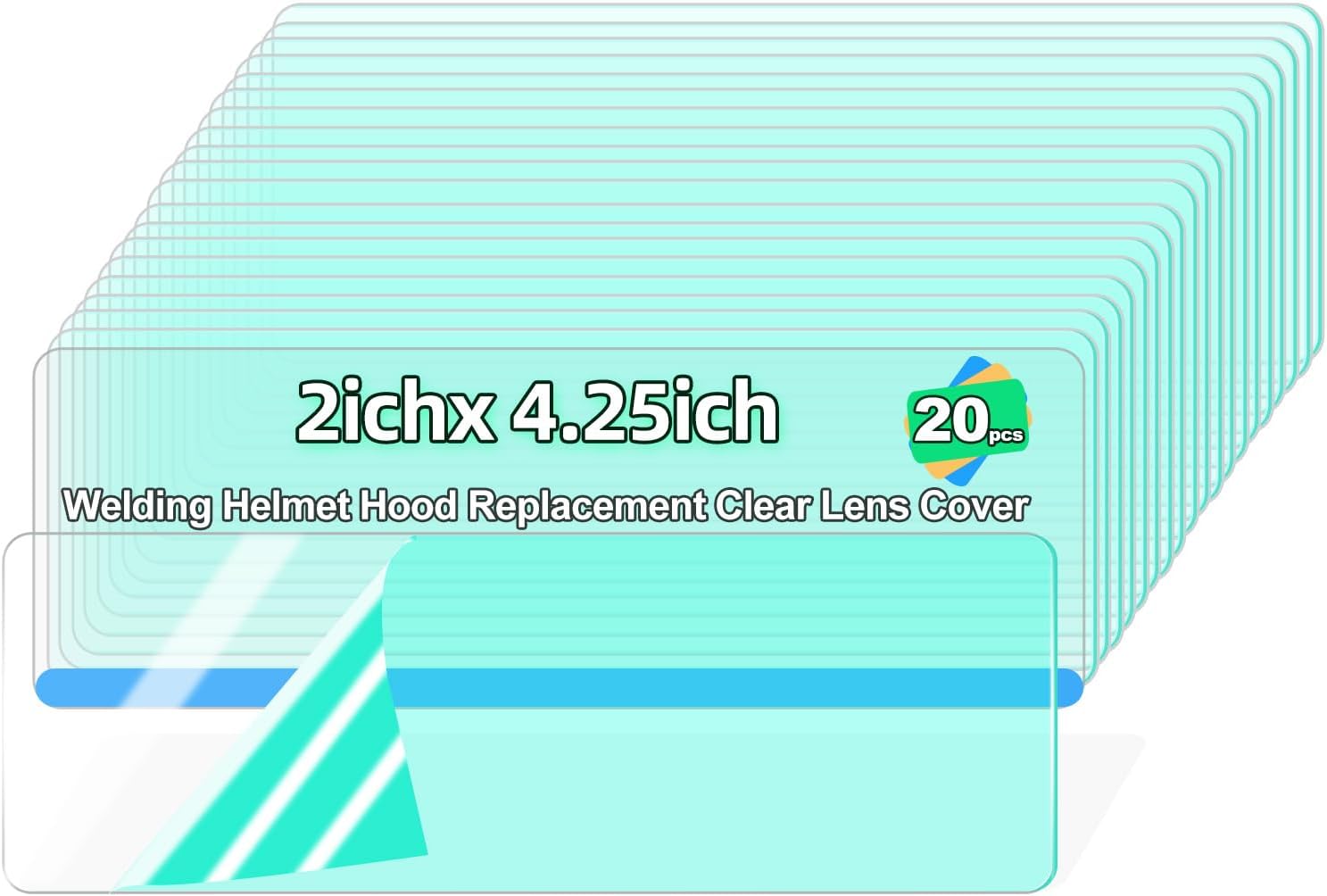 clear welding lens 2x4.25 - Premium 0.04" Thick lens -20 Pcs, for Standard Helmets 2x4 clear welding lens Replacement