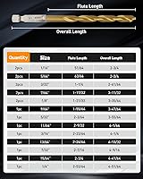 Vista 2 de COMOWARE - Juego de 16 brocas de titanio con vástago hexagonal de alta velocidad para madera, plástico, aleación de aluminio, cambio rápido, tamaños