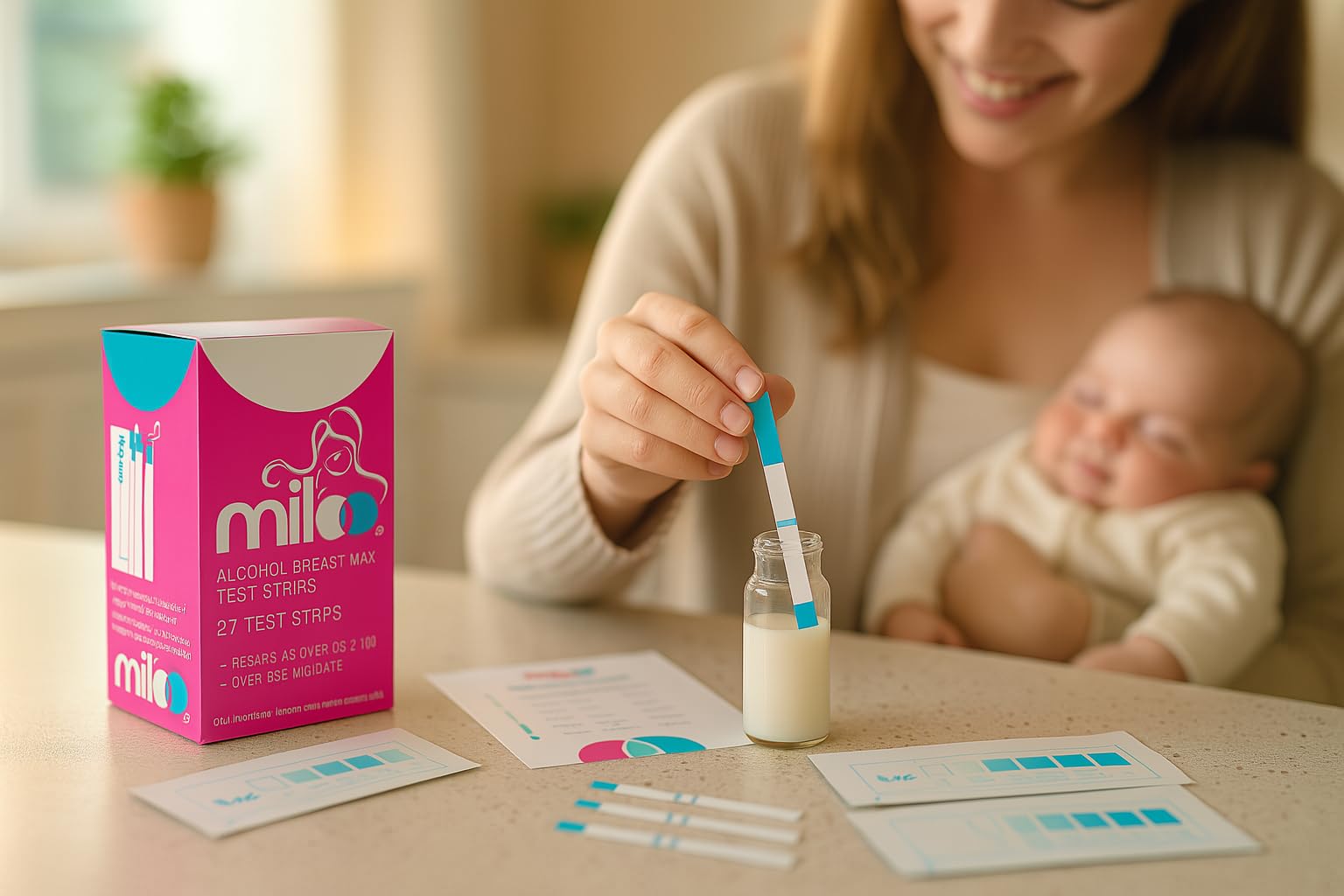 Miloo La leche materna prueba de alcohol tiras para las madres lactantes 25 Tiras-Rápida de Resultados Las pruebas de la leche materna fiables para la presencia de alcohol