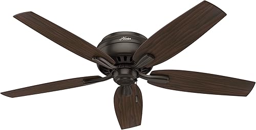 Miniatura 9 de Hunter Newsome - Ventilador de techo de perfil bajo para interiores con luz LED y control de cadena de tracción 52 pulgadas bronce premier