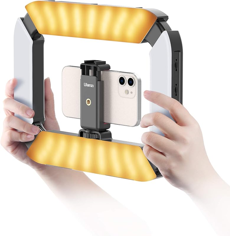 Equipo de video para teléfono inteligente ULANZI U200 Cámara Video Rig Estabilizador de video para teléfono | Luz de anillo LED para selfies para cámara de acción de teléfono inteligente, YouTube, cine Vlogging, maquillaje