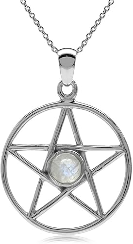 Silvershake Colgante de plata de ley 925 con piedra lunar natural y collar de cadena de 18 pulgadas Plata piedra de luna