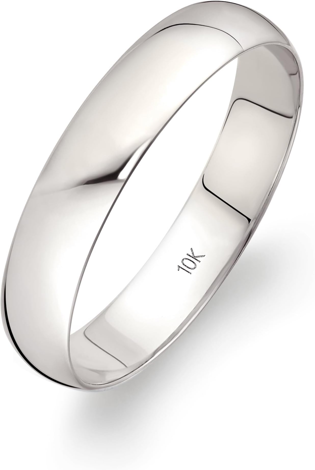 10K or 14K Solid Gold Wedding Band, 4mm, Classic Fit, High-Polish Ring, Yellow or White Gold (Stamped for Authenticity), Sizes 7–14