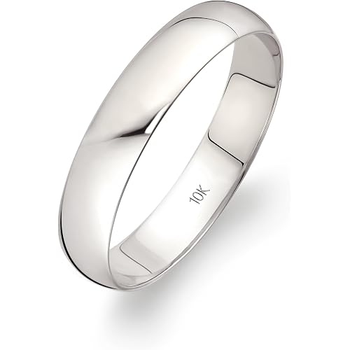 10K or 14K Gold 4mm Low Domed Wedding Band, Yellow Gold or White Gold, Classic Fit Size 7-14