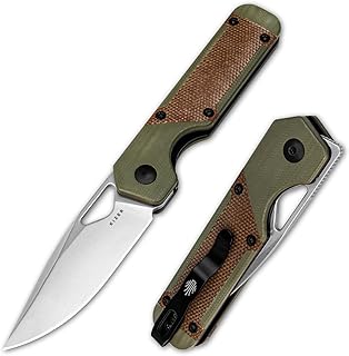 Kizer Mini Militaw Pocket Knife for EDC, 2.82'' D2 Blade Folding Knife, Brown & Green G10 Handle Small EDC Knife with Pocket Clip, Camping Hunting Knife for Men Women Gift V3634SM2