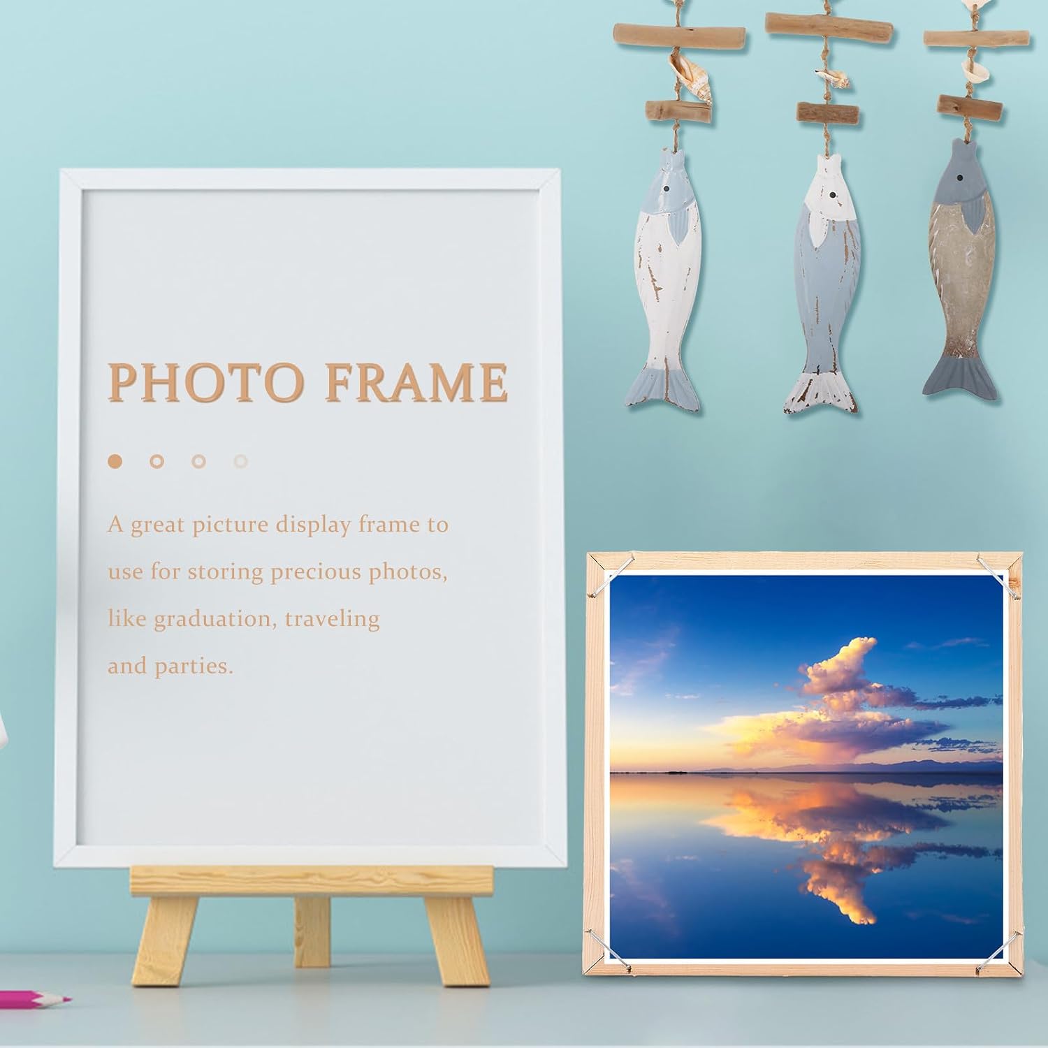 Uonlytech DIY Wood Frame for Canvas with Accessories, Easy to Assemble and Convenient to Install, Beige Farmhouse Picture Frame Kit for Wall Art and Oil Paintings