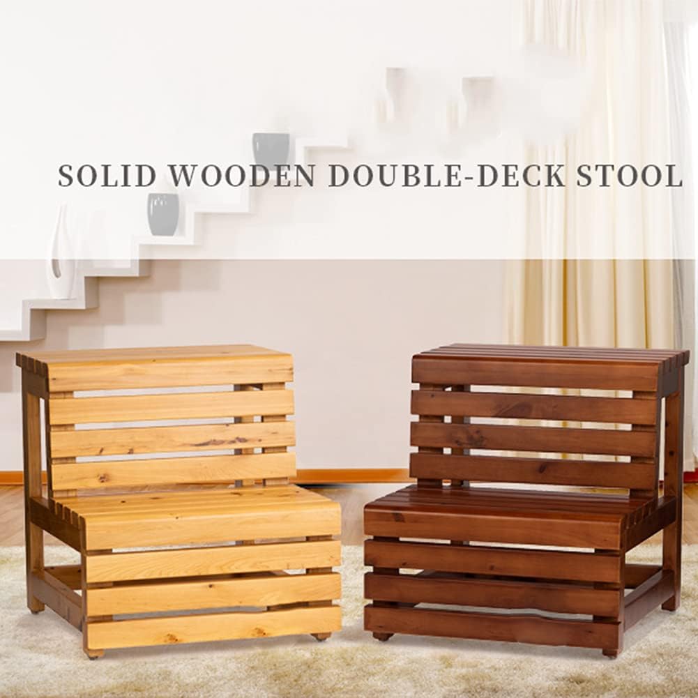 Multi-Purpose 2-Step Step Stool Wooden Countertops Stool Children's Stepladder Stool for Bedroom/Bathroom/Toilet/Kitchen Etc