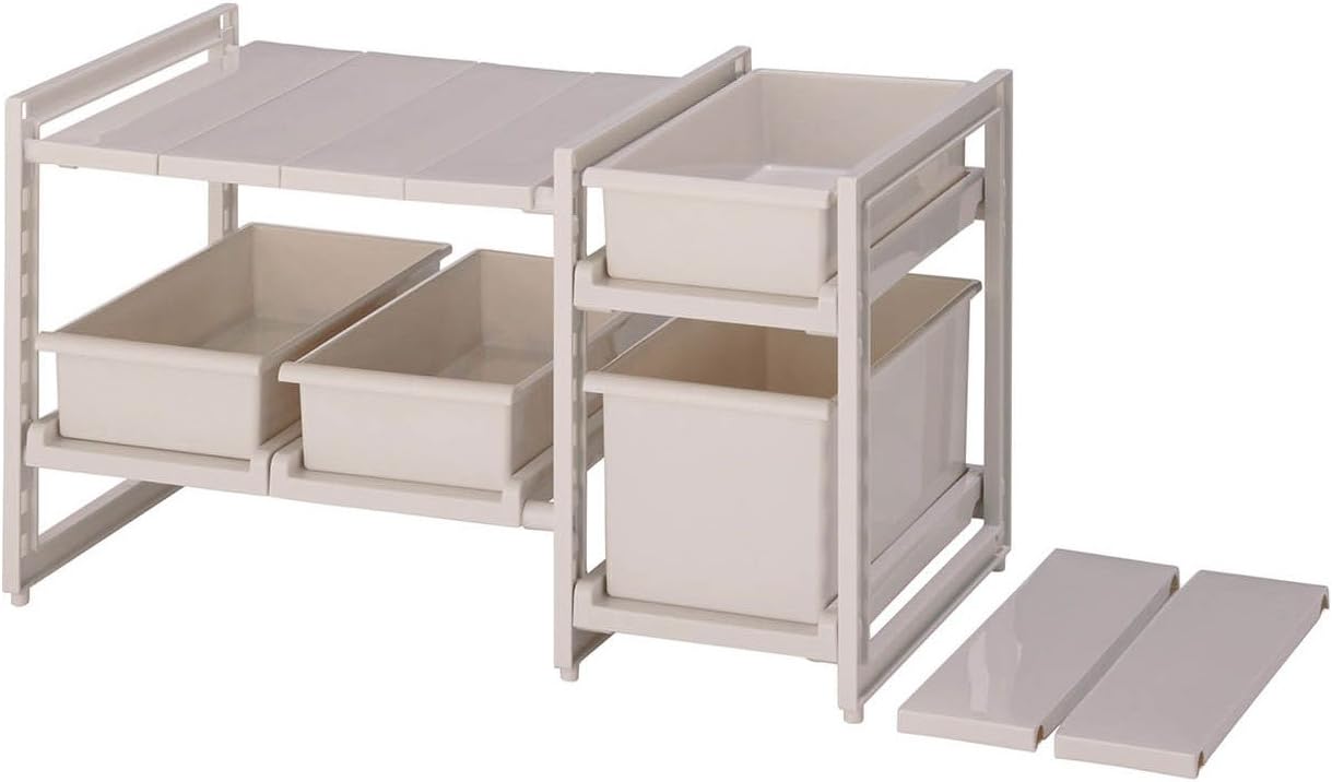 ベルメゾン キッチンラック シンク下 スライド 引出し 伸縮 ６８ ５ ９６ｃｍ 引出４個セット クリスマスツリー特価