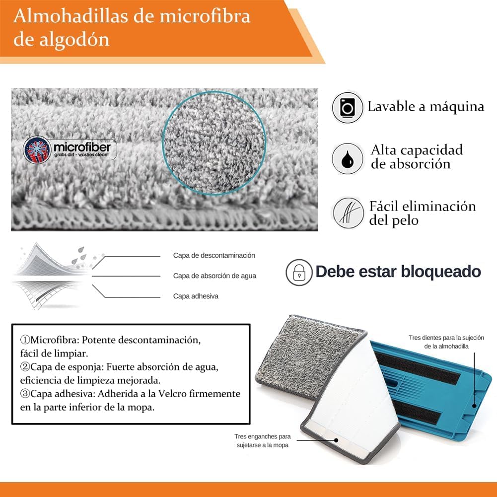 Mopa para Limpiar Azulejos y Paredes Mopa Fregona con Cubo Escurridor Fregona Autoescurrible Mopas de Limpieza Suelos Cepillo Esfregona 6 Almohadillas Microfibra Limpiador y Atrapapolvo Mop (Azul)