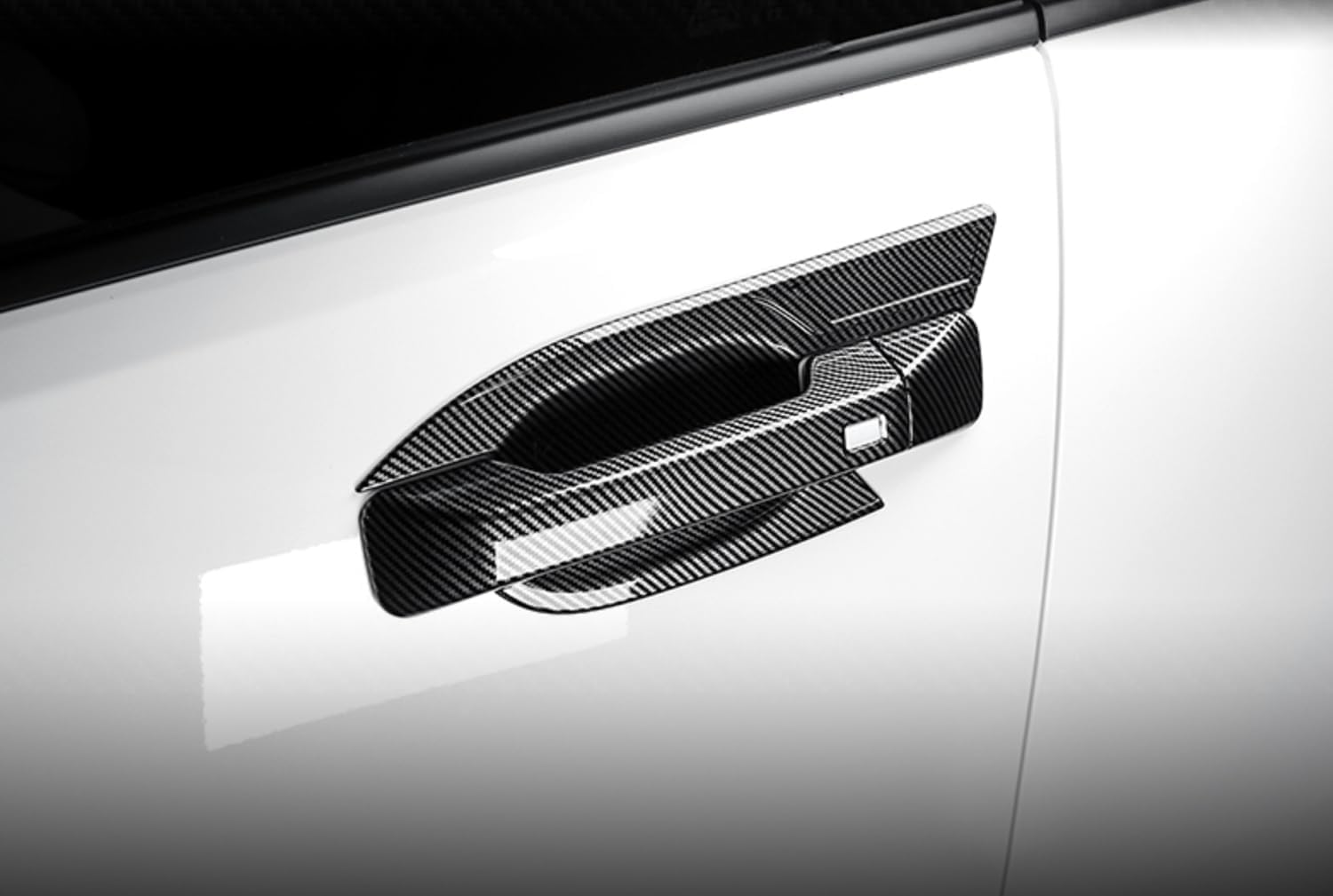 for Hyundai Santa Fe 2023-2025 Carbon Fiber Black Side Door Handle Bowl Cover Trim Sets 9pcs Car Accessories
