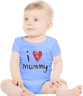 Pelele para bebé con texto en inglés "I Love Mummy", manga corta, de algodón, cuello redondo, con botones de presión, ropa de bebé, suave, transpirable, para recién nacidos