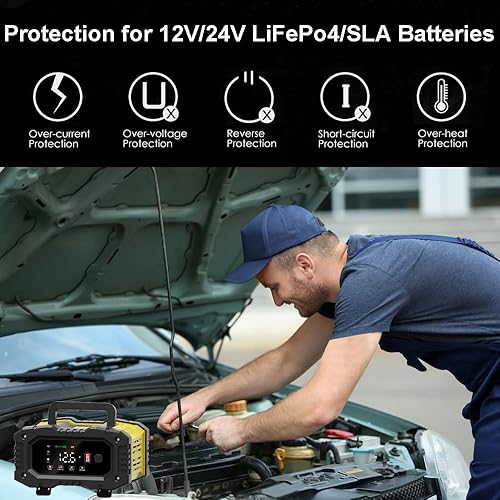 Miniatura 5 de Cargador de batería de coche de 10 amperios, LiFePO4plomo-ácido de 12 V y 24 V (AGMGelSLA..) Cargador de batería automotriz, mantenedor de batería,