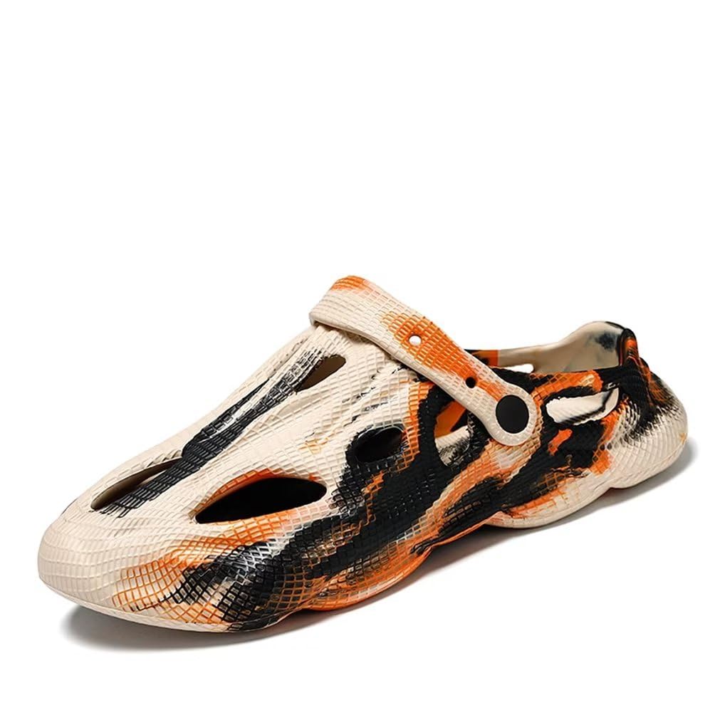 Jakcuz Mens' Sandals Slip-on Athletic Outdoor Hiking Closed Toe Slides Quick Dry Lightweight Beach Shoes with Back Strap