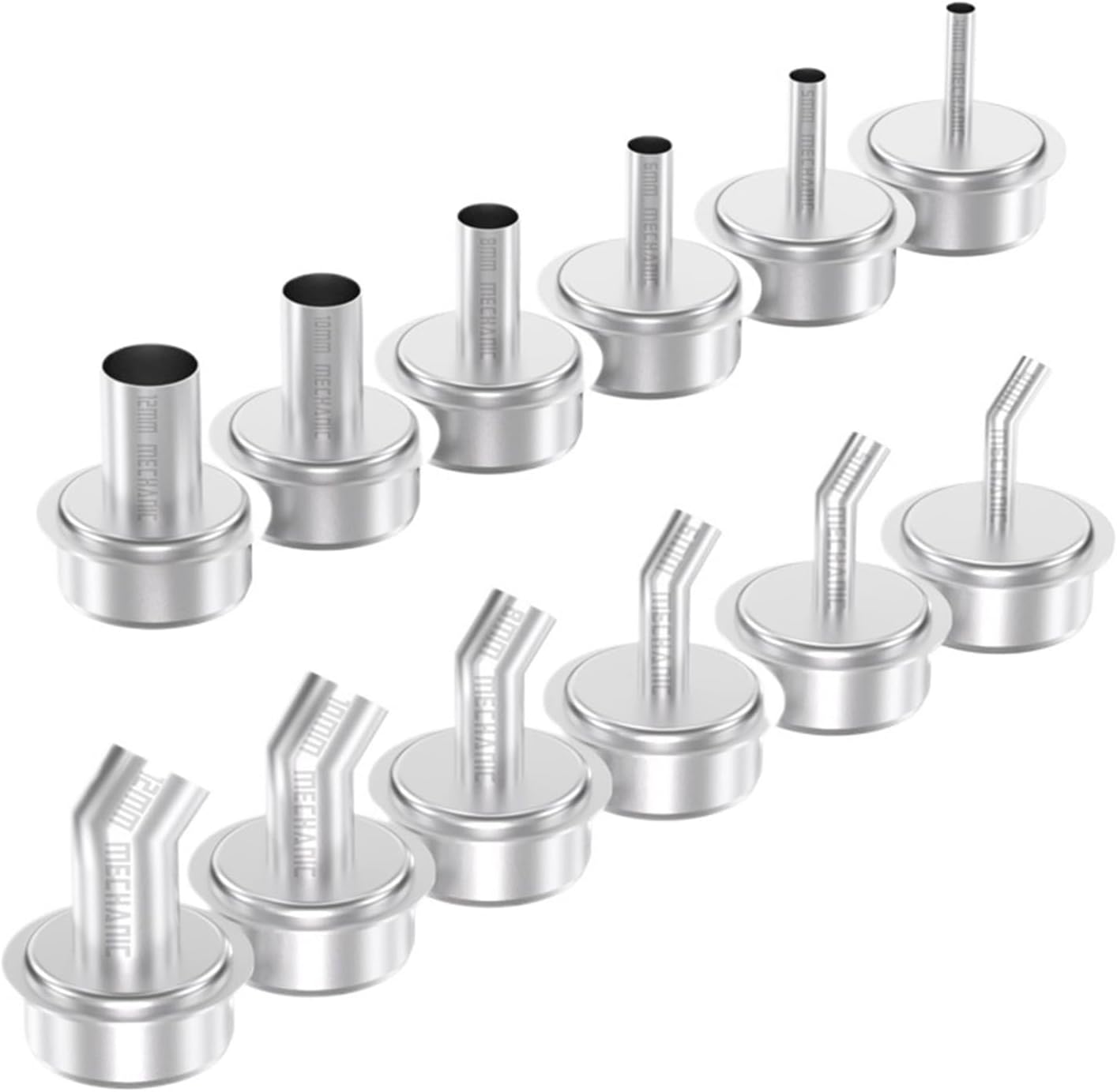 861 Series Hot Air Gun Nozzle Sleeve Set, 6 Sizes for Integrated Elbow Heat Station Repair(Bent Tip)