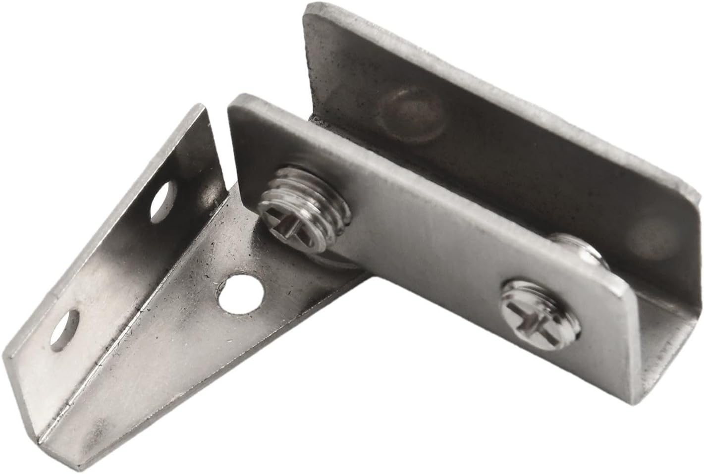 Steel Glass Door Hinges 5–8 mm Thick Glass, Side-Mounted Non-Porous Cabinet & Showcase Hinge Set (2-Pack), Black/Silver Finish(Silver)