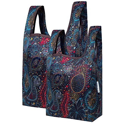 allydrew JoliBag Nylon Reusable Grocery Bag, 2 Pack, Paisley