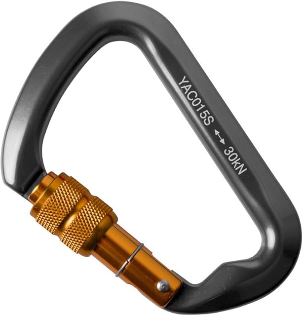 2win2buy 30KN Rock Climbing Carabiner, D-shaped Locking Screwgate Carabiner Hot-forged Magnalium Climber Hiking/Travel/Mountaineer Karabiner Outdoor Sport Tools (1 Pack)