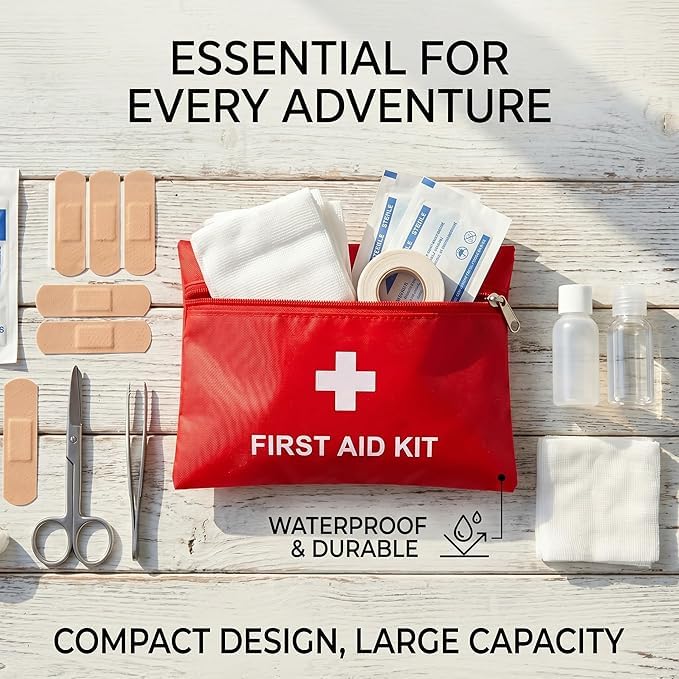 Image of 6 Pack Empty First Aid Kit Bag, Small First Aid Pouch Bulk, Water Resistant Travel Medical Organizer, Mini Emergency Supply Storage for Home, Car, Office, Camping, Outdoors (Red, 11x16cm, Bag Only)