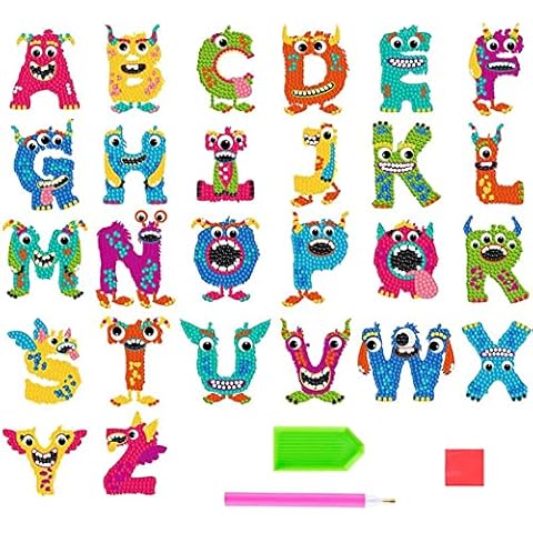 Diamond Art for Kids, Letters Diamond Painting Kits for Kids Xmas Gifts,Gem Art Kits Kids,Diamond Painting Stickers for Girl or Boy Christmas Gifts Cover
