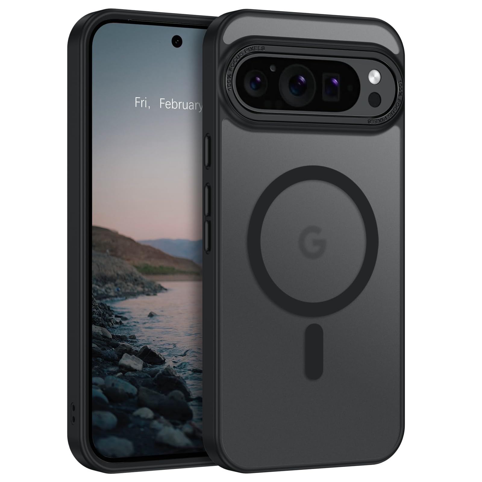 BENTOBEN Magnetic for Google Pixel 9 Pro XL Case, Pixel 9ProXL Phone Case Compatible with MagSafe, Translucent Matte Slim Shockproof Protective Magnetic Cover for Google 9 ProXL 6.8 inch, Black